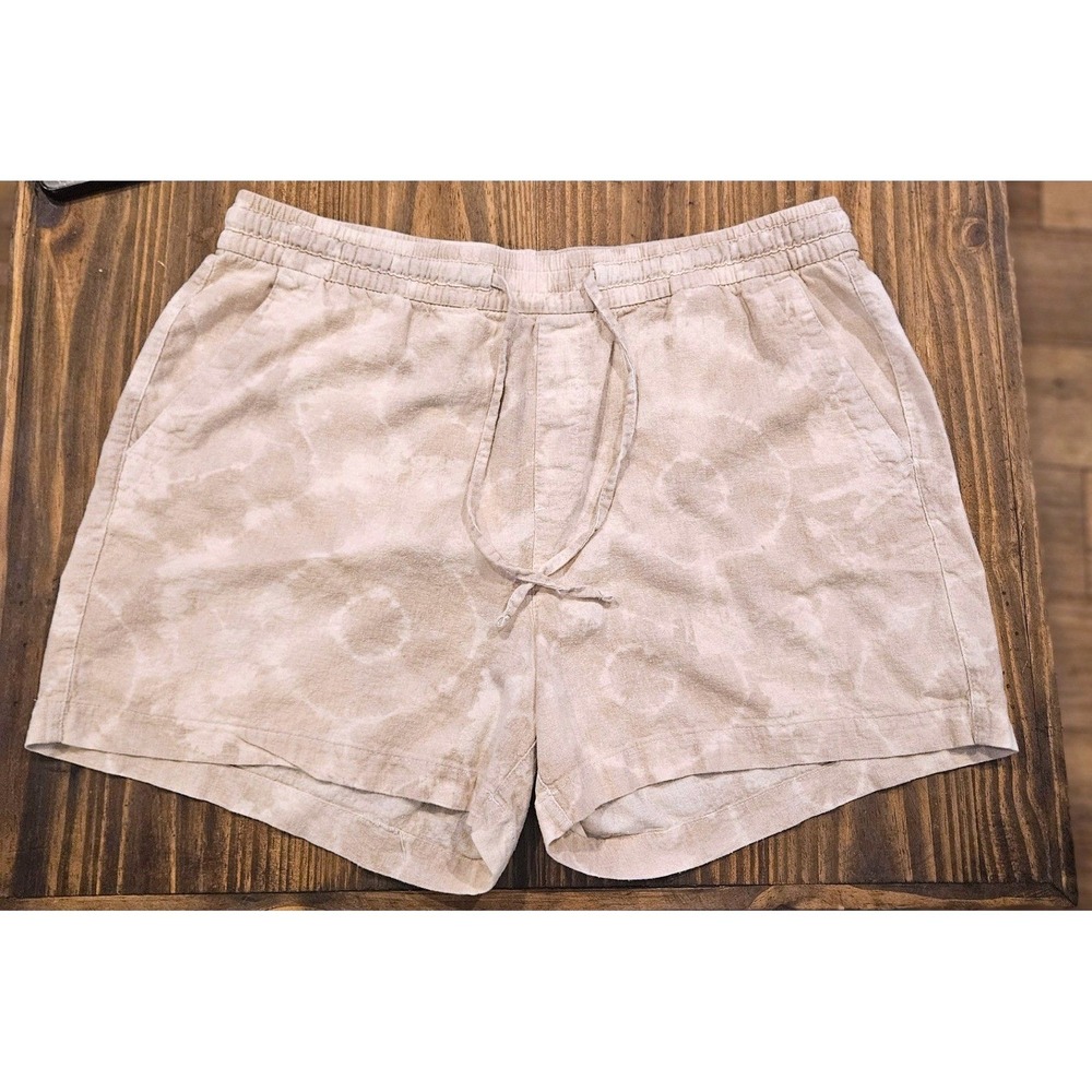 Old Navy Breezy Tie-Dye Khaki Shorts Women L 34x4 High‎ Rise Linen Blend #602